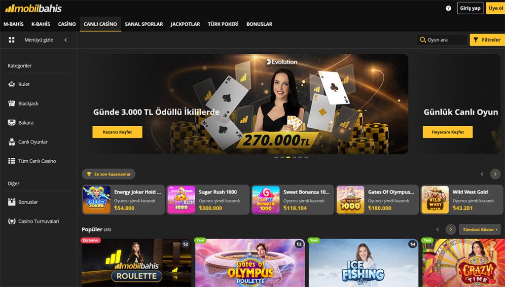 mobilbahis canlı casino masaları